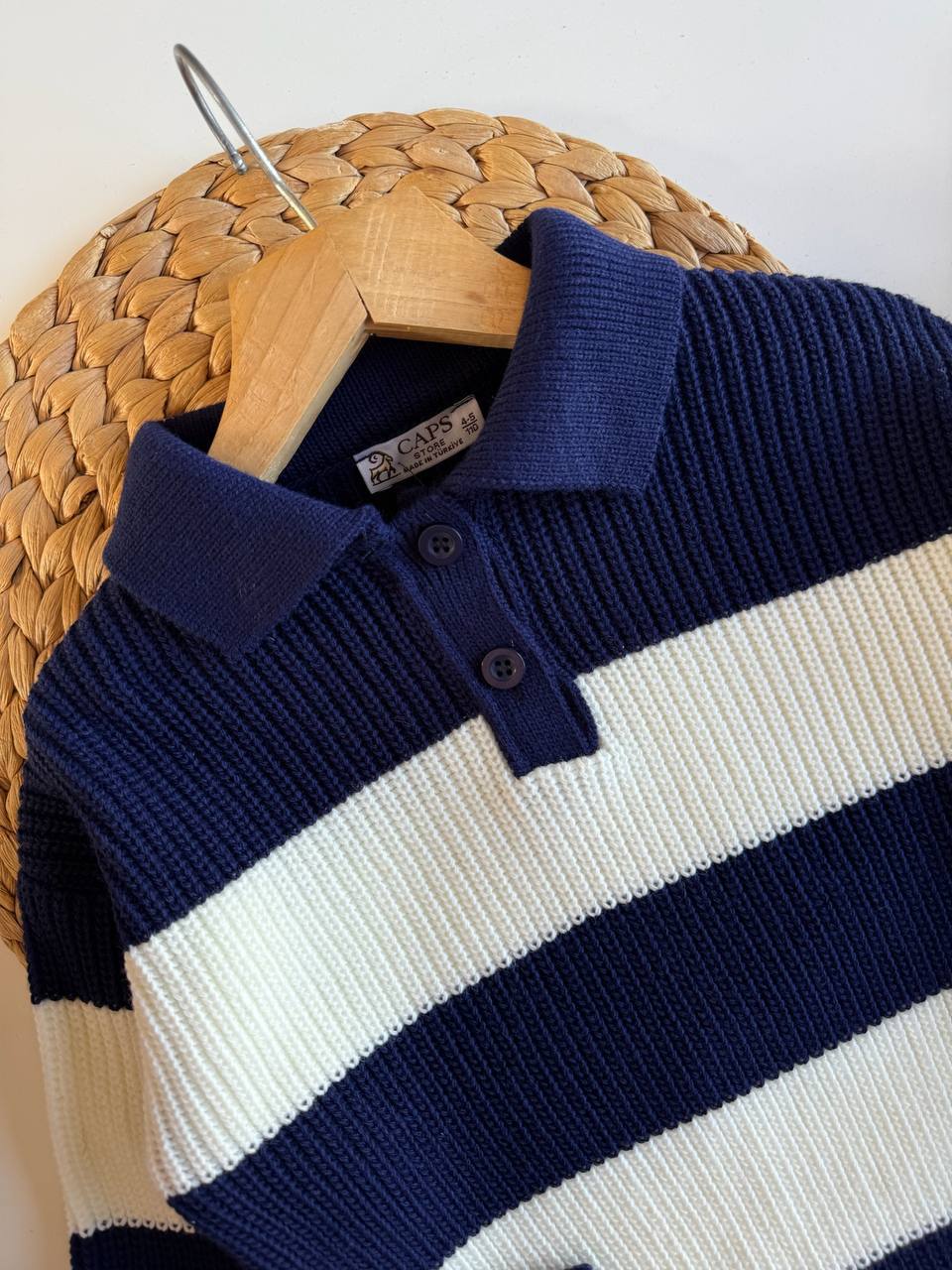 Ensemble fille bleu marine – Pull rayé et jupe assortie