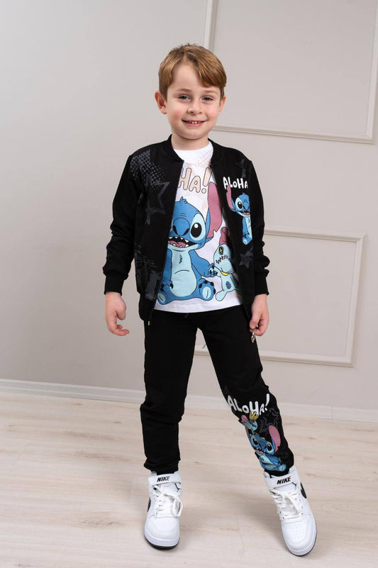 SURVÊTEMENT STITCH NOIR 3 PIÉCES