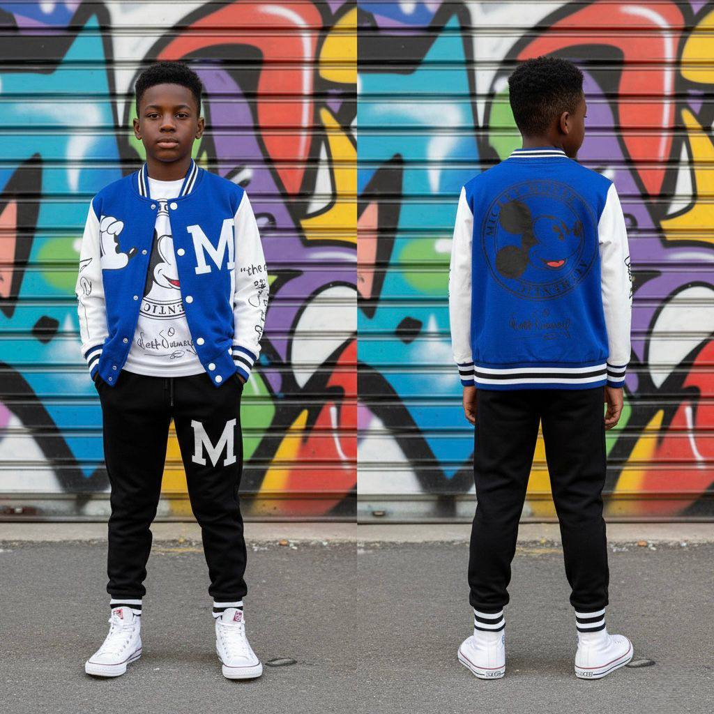 Ensemble Mickey  mouse garçon 3 pièces avec veste et pantalon – Style casual en bleu
