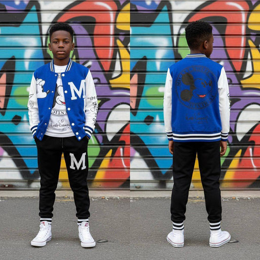 Ensemble Mickey  mouse garçon 3 pièces avec veste et pantalon – Style casual en bleu