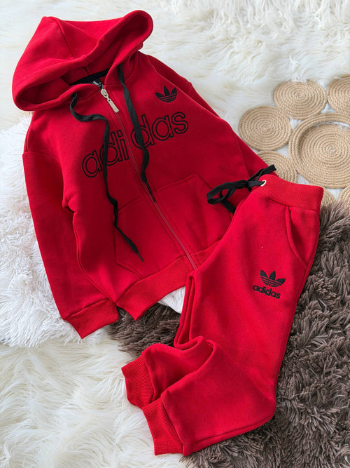 Survêtement, Adidas, molletonné rouge
