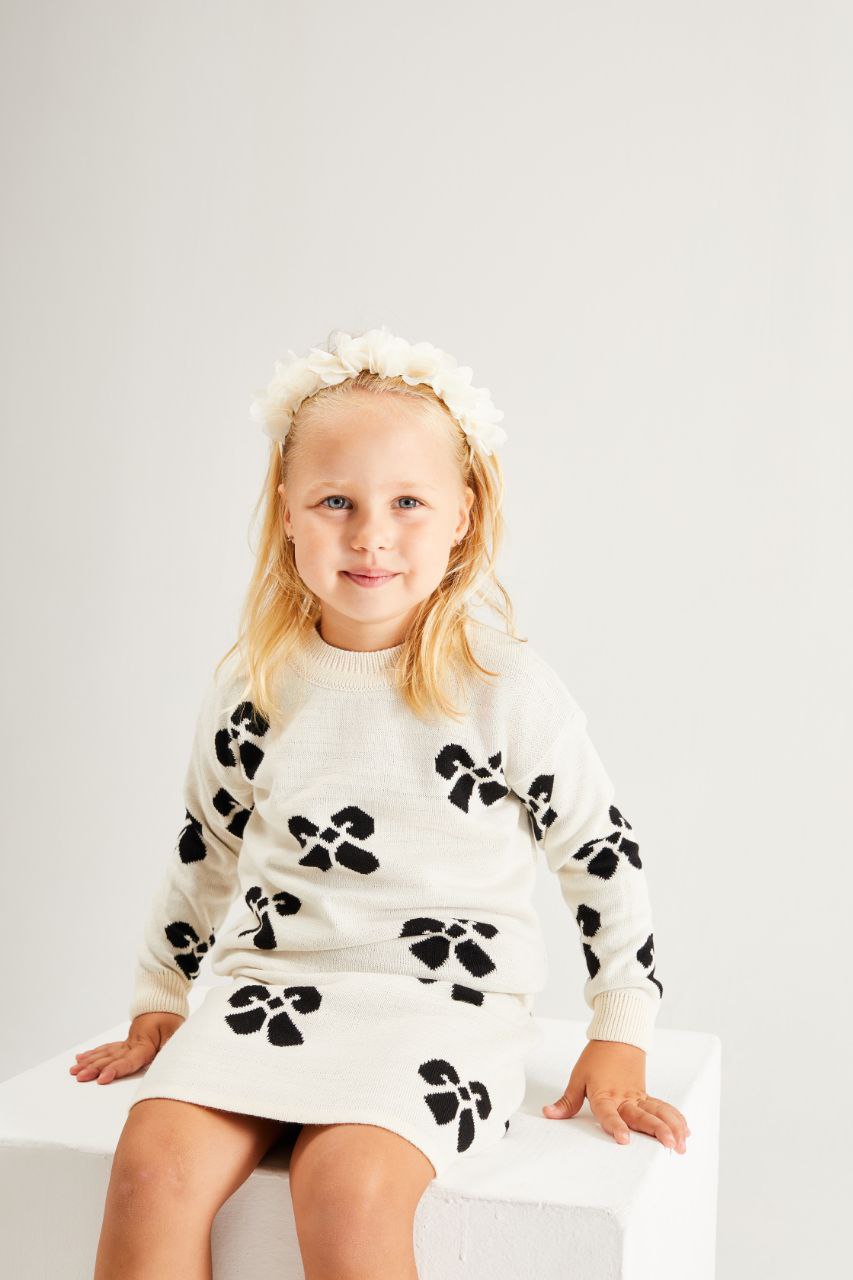 Ensemble tricoté blanc pour fille