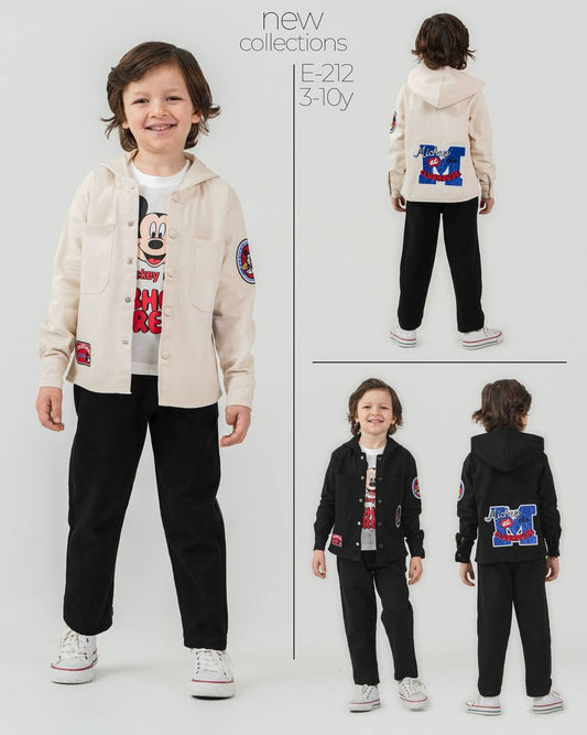 Ensemble garçon 3 pièces avec veste à capuche et pantalon – Style casual en beige