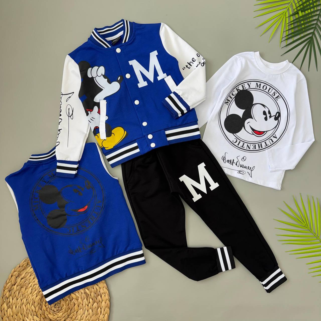 Ensemble Mickey  mouse garçon 3 pièces avec veste et pantalon – Style casual en bleu