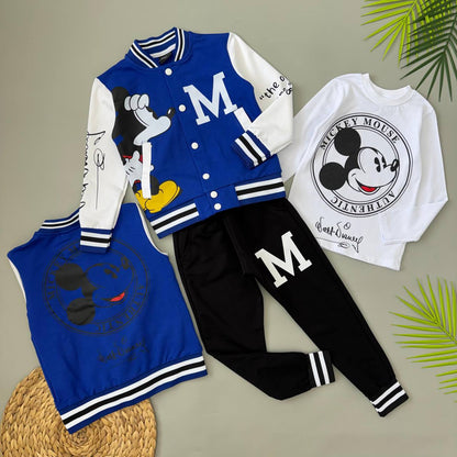 Ensemble Mickey  mouse garçon 3 pièces avec veste et pantalon – Style casual en bleu