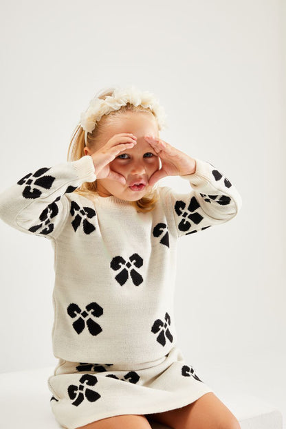Ensemble tricoté blanc pour fille