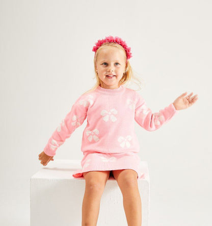 Ensemble tricoté rose pour fille