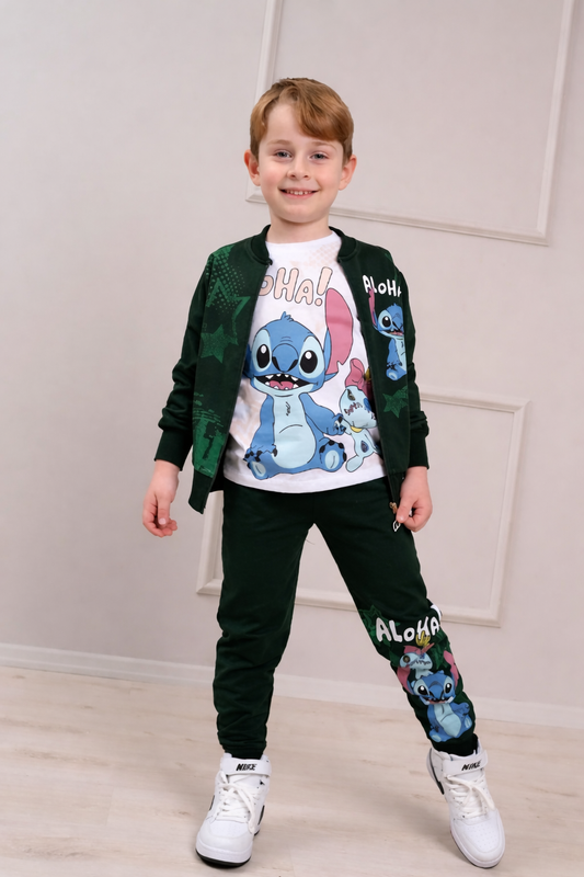 SURVÊTEMENT STITCH 3 PIÉCES EN VERT